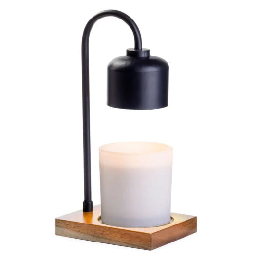 Black and Wood Arched Warmer Lamp