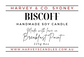 Label for Harvey & Co. Sydney Biscoff handmade soy candle with product details.