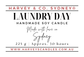 A clean white label-style graphic for a Harvey & Co. Sydney 'Laundry Day' handmade soy candle.
